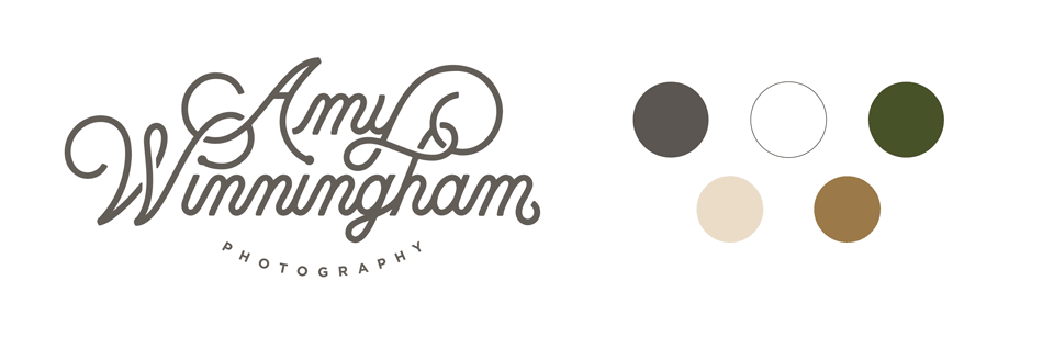 Amy Winningham Photography hand lettered logo by Nicolas Fredrickson and color palette by Saturday Studio