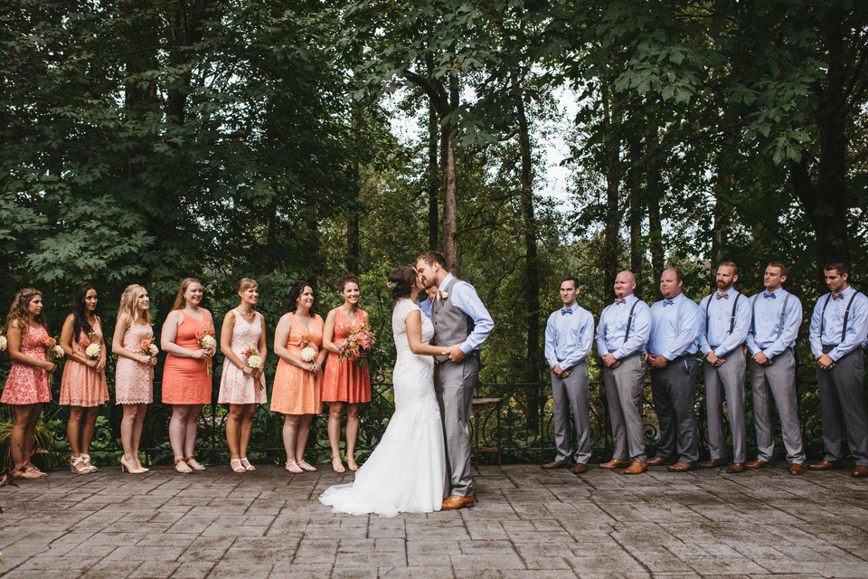 backyard wedding in the oregon forest with lawn games and pie