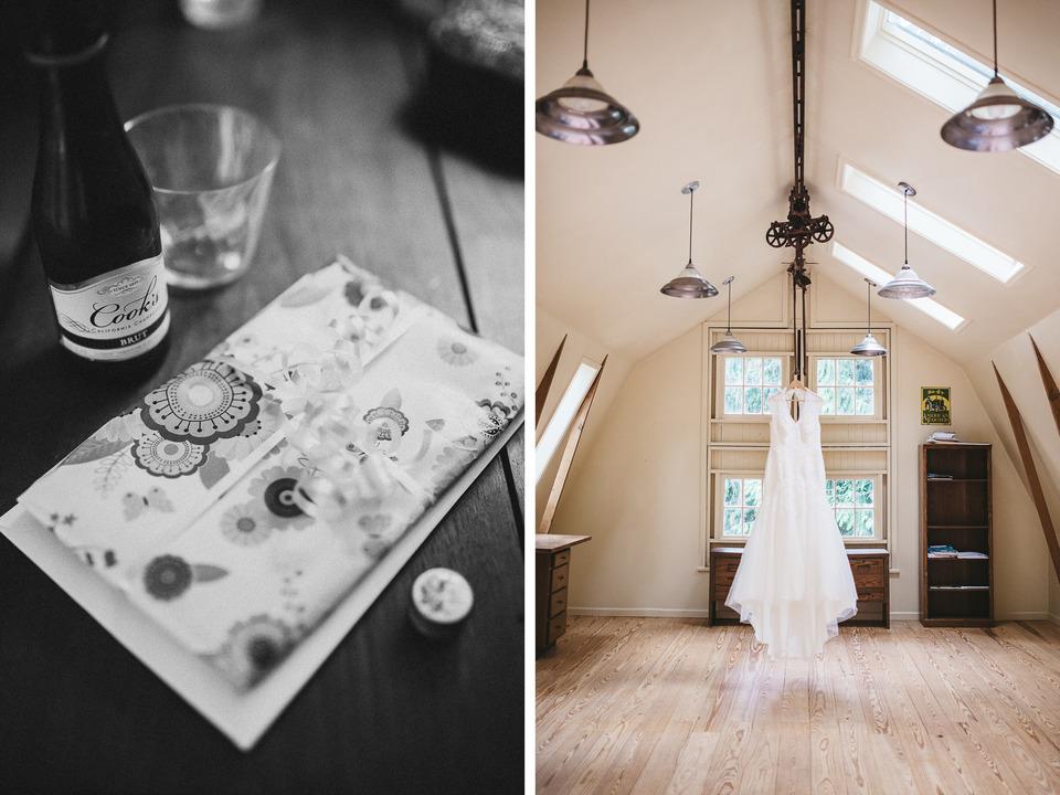 backyard wedding in the oregon forest with lawn games and pie