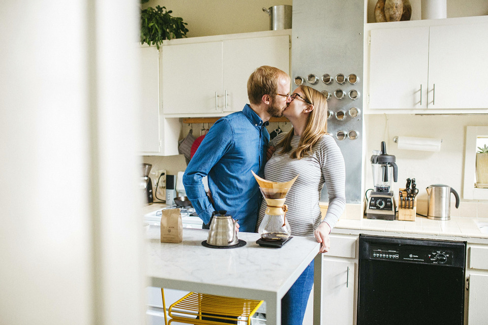 engagement session in the san francisco mission district, making pancakes, hiking bernal heights