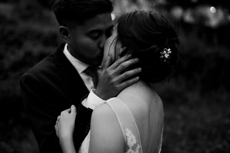 black and white foggy marin headlands wedding