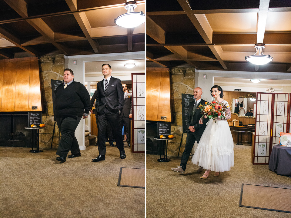 tattooed vintage pinup girl bride and groom portland cathedral park wedding