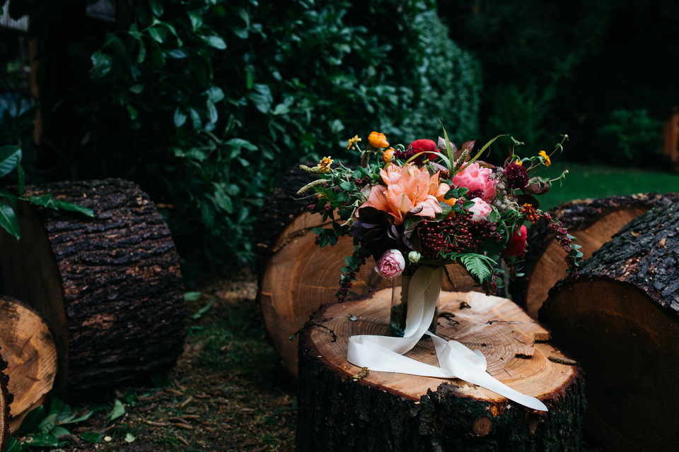 tattooed vintage pinup girl bride and groom portland cathedral park wedding